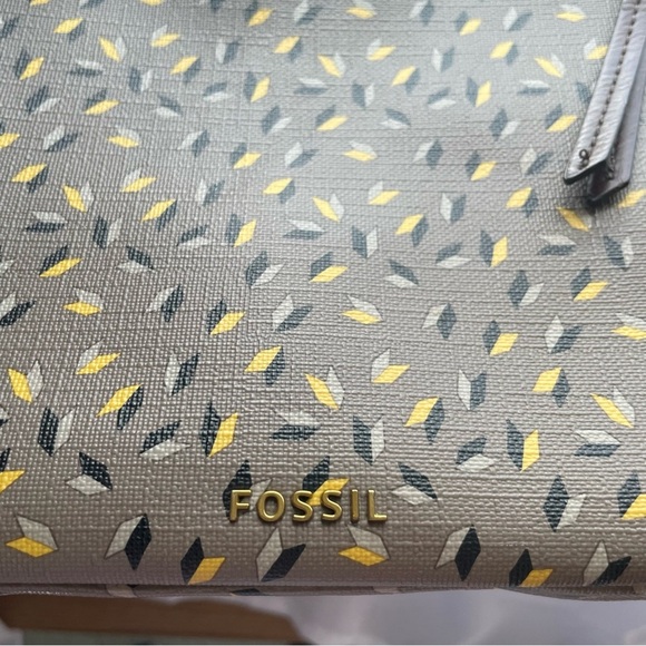 Fossil Geometric Square Crossbody Bag In Gray Yellow Blue Purse Bag Handbag - Picture 2 of 11